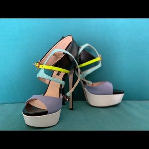 Multi Colored 6 inch Ruthie Davis Platform Heels